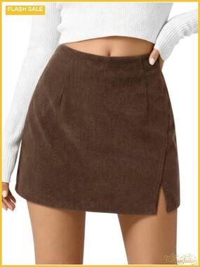 Corduroy Mini Skirt for Women High Waisted A-Line Fall Winter Short Skirt